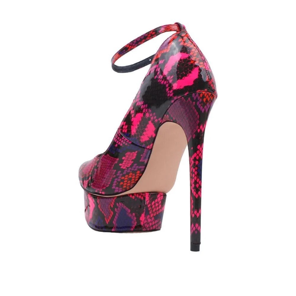❤️ NEW!  Privileged Lemon Drop Hassiba Platform Stiletto Pump Snake Patent